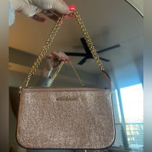 Michael Kors Rose Glitter Chain Bag Small Evening Purse